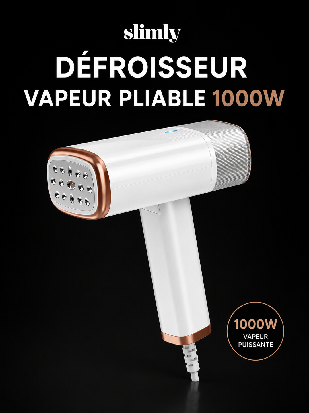 Défroisseur Vapeur Pliable 1000W – Vêtements Lisses en 20 Sec